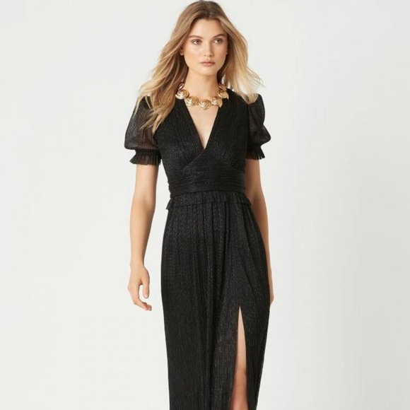 Rebecca Vallance Black Luna Lurex Gown - Picture 1 of 6